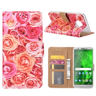 Hoesje voor Motorola Moto G6 Plus - Book Case - Pink Roses