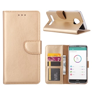 Hoesje voor Motorola Moto Z3 Play - Book Case - geschikt voor 3 pasjes - Goud