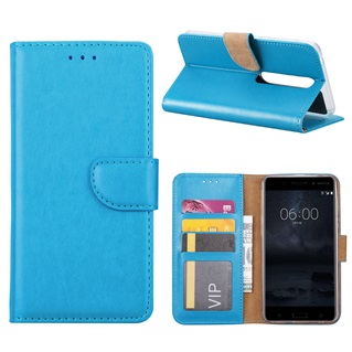 Hoesje voor Nokia 6 2018 - Book Case - geschikt voor 3 pasjes - Turquoise