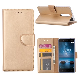 Book Case voor Nokia 8 - Goud