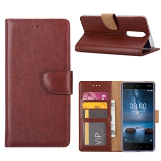 Book Case voor Nokia 8 - Bruin