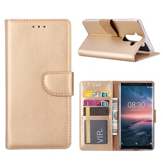 Hoesje voor Nokia 8 Sirocco - Book Case - geschikt voor 3 pasjes - Goud