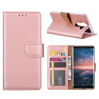 Hoesje voor Nokia 8 Sirocco - Book Case - geschikt voor 3 pasjes - Rose Goud