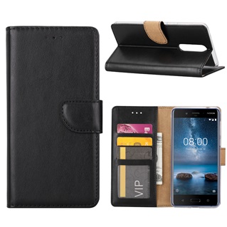 Book Case voor Nokia 8 - Zwart