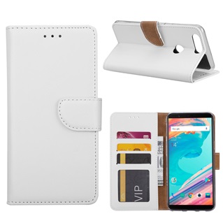 Hoesje voor OnePlus 5T - Book Case - geschikt voor 3 pasjes - Wit