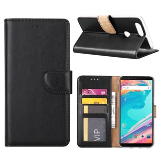 Hoesje voor OnePlus 5T - Book Case - geschikt voor 3 pasjes - Zwart