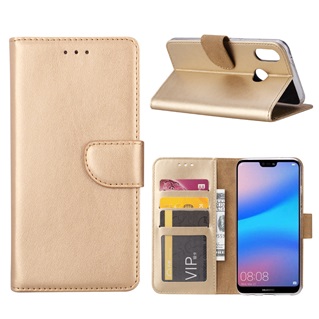 Hoesje voor Huawei P20 Lite - Book Case - geschikt voor 3 pasjes - Goud