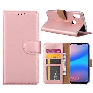 Hoesje voor Huawei P20 Lite - Book Case - geschikt voor 3 pasjes - Rose Goud