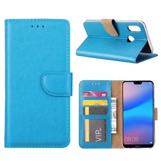 Hoesje voor Huawei P20 Lite - Book Case - geschikt voor 3 pasjes - Turquoise