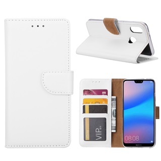 Hoesje voor Huawei P20 Lite - Book Case - geschikt voor 3 pasjes - Wit