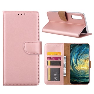 Hoesje voor Huawei P20 Pro - Book Case - geschikt voor 3 pasjes - Rose Goud