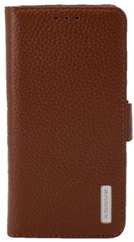 Premium Hoesje voor Samsung Galaxy S7 Edge G935 - Book Case -  Ruw Leer Leren Lederen - geschikt voor pasjes -  Bruin