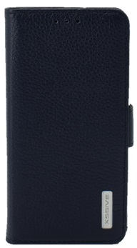 Premium Hoesje voor Samsung Galaxy S7 Edge G935 - Book Case -  Ruw Leer Leren Lederen - geschikt voor pasjes -  Donker Blauw