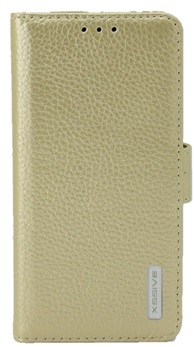 Premium Hoesje voor Huawei P8 Lite - Book Case - Ruw Leer Leren Lederen - geschikt voor pasjes - Goud