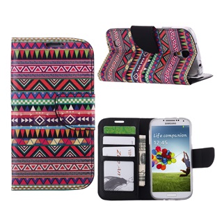 Hoesje Voor Samsung Galaxy S4 i9500 i9505 Book Case - Azteken Rood