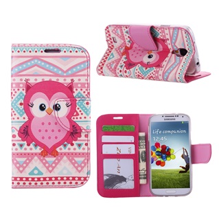 Hoesje Voor Samsung Galaxy S4 i9500 i9505 Book Case - Roze Uil