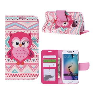 Hoesje voor Samsung Galaxy S6 Edge Plus G928 - Book Case -  Roze Uil