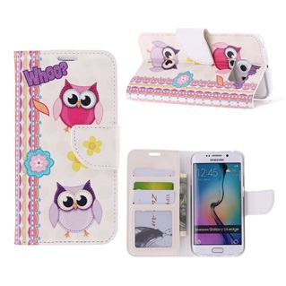 Hoesje voor Samsung Galaxy S6 Edge Plus G928 - Book Case -  Twee Uilen