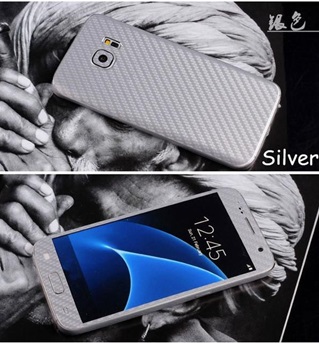 2x Sticker wrap Carbon Print voor Samsung Galaxy S7 Edge - Zilver