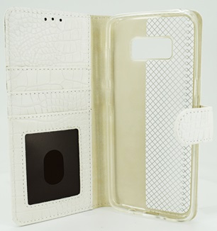 Hoesje voor Samsung Galaxy S8 G950 - Book Case - Croco Print - Wit
