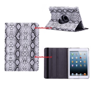 Tablethoes voor Apple iPad Mini 2 / Mini 3 - 360° draaibaar - Slangen Print zwart wit