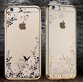 Transparant Hoesje met witte bloemetjes Apple iPhone 7 - Back Cover - TPU - Gouden Rand