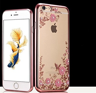Transparant Hoesje met roze bloemetjes Apple iPhone 7 - Back Cover - TPU - Roze Rand