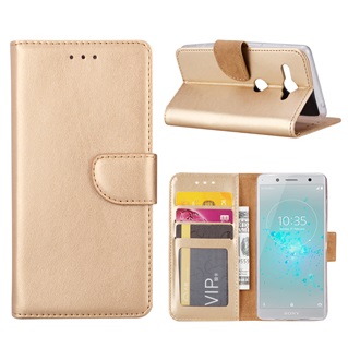 Hoesje voor Sony Xperia XZ2 Compact - Book Case - geschikt voor 3 pasjes - Goud