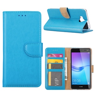 Hoesje voor Huawei Y6 2017 Book Case - geschikt voor 3 pasjes - Turquoise