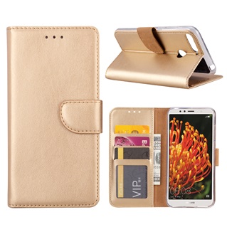 Hoesje voor Huawei Y6 2018 - Book Case - geschikt voor 3 pasjes - Goud