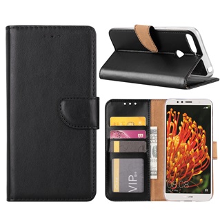 Hoesje voor Huawei Y6 2018 - Book Case - geschikt voor 3 pasjes - Zwart