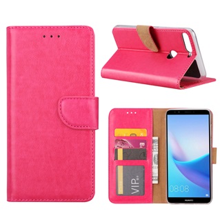 Hoesje voor Huawei Y7 Prime 2018 - Book Case - geschikt voor 3 pasjes - Pink