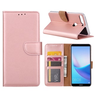 Hoesje voor Huawei Y7 Prime 2018 - Book Case - geschikt voor 3 pasjes - Rose Goud