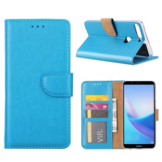 Hoesje voor Huawei Y7 Prime 2018 - Book Case - geschikt voor 3 pasjes - Turquoise