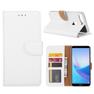 Hoesje voor Huawei Y7 Prime 2018 - Book Case - geschikt voor 3 pasjes - Wit