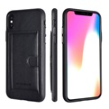 Xssive Premium Card Bag voor Apple iPhone X - geschikt voor 1 pasje - Zwart