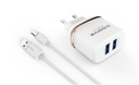 Duo Dual USB lader voor Samsung incl. micro usb kabel met 2 poorten