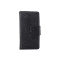 Hoesje voor Samsung Galaxy S4 Boek Hoesje Book Case Croco Zwart Print