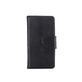 Hoesje voor Samsung Galaxy S6 Edge Boek Hoesje Book Case Croco Zwart Print