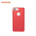 Xssive Leder TPU Bacl Cover voor Apple iPhone 7 / iPhone 8 - Rood 