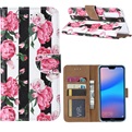 Hoesje voor Huawei P30 - Book Case - Pioenroos