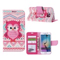 Hoesje voor Samsung Galaxy S6 Edge Plus G928 - Book Case -  Roze Uil