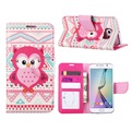 Hoesje Voor Samsung Galaxy S6 - Book Case G920 - Roze Uil