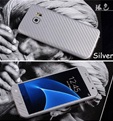 2x Sticker wrap Carbon Print voor Samsung Galaxy S7 Edge - Zilver